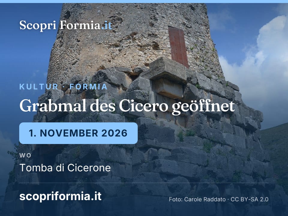 Grabmal des Cicero geöffnet: Sonntag, 1. November 2026
