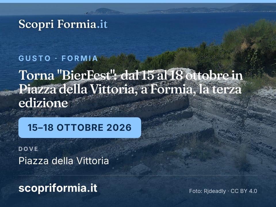 Torna "BierFest": dal 15 al 18 ottobre in Piazza della Vittoria, a Formia, la terza edizione